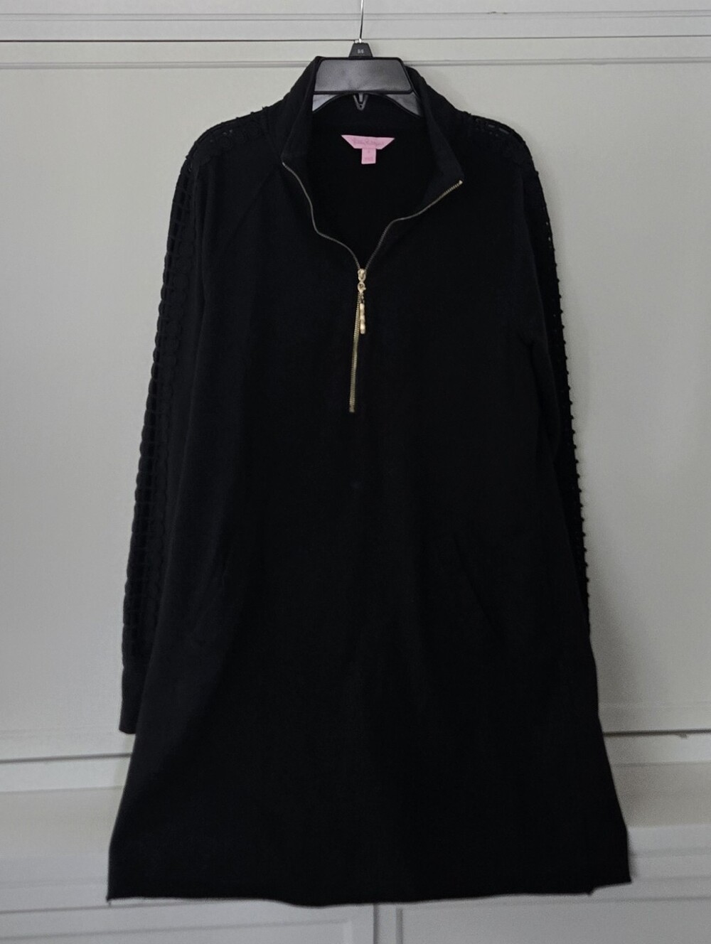 Lilly Pulitzer Black Long-Sleeve Half-Zip Knit Dress